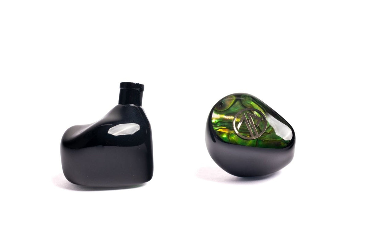 7th Acoustics Supernova earpieces from the side and the front, showing the nozzle