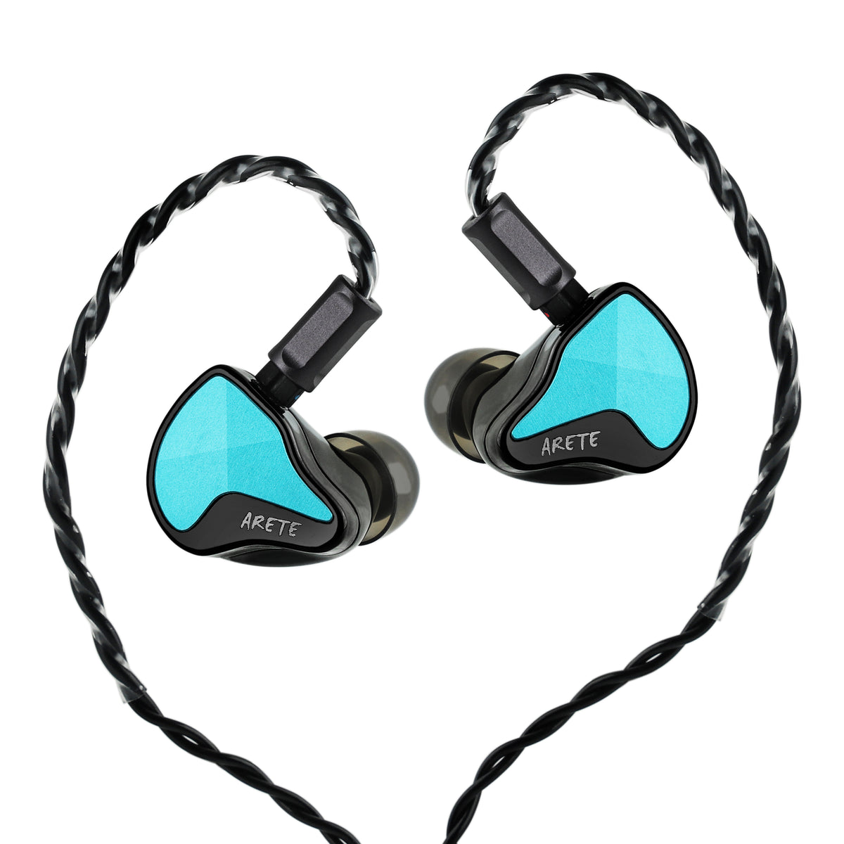 ZiiGaat x Fresh Reviews Arete II with black braided cable over-ear hooks and black silicone ear tips