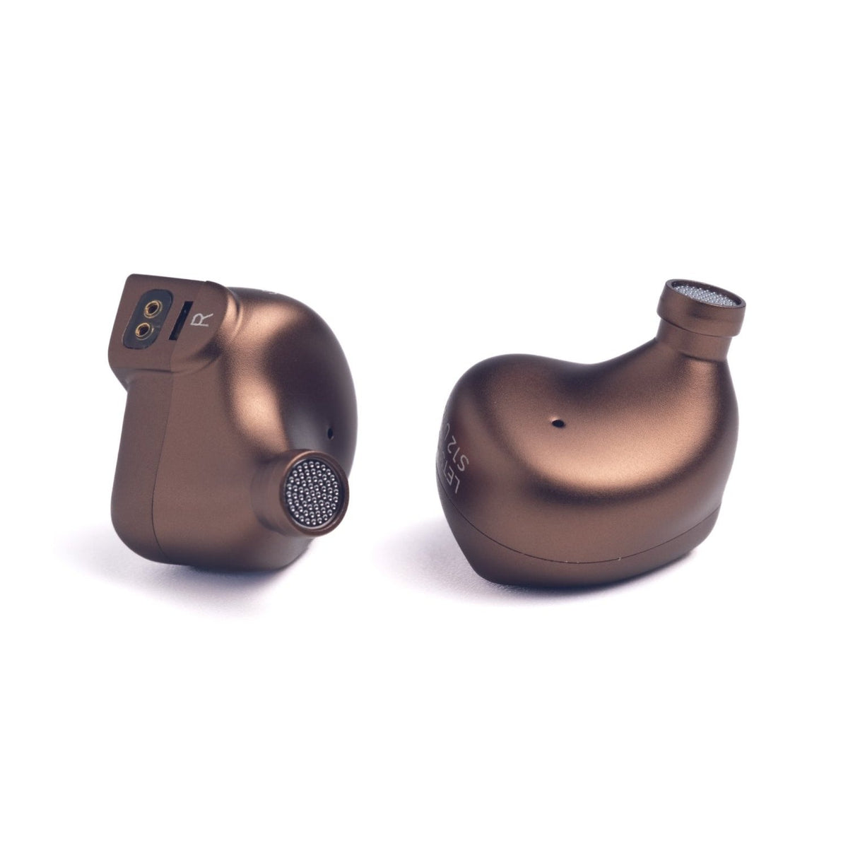 Letshuoer S12 Ultra earpieces from the inside and the side, showing the vent and nozzle
