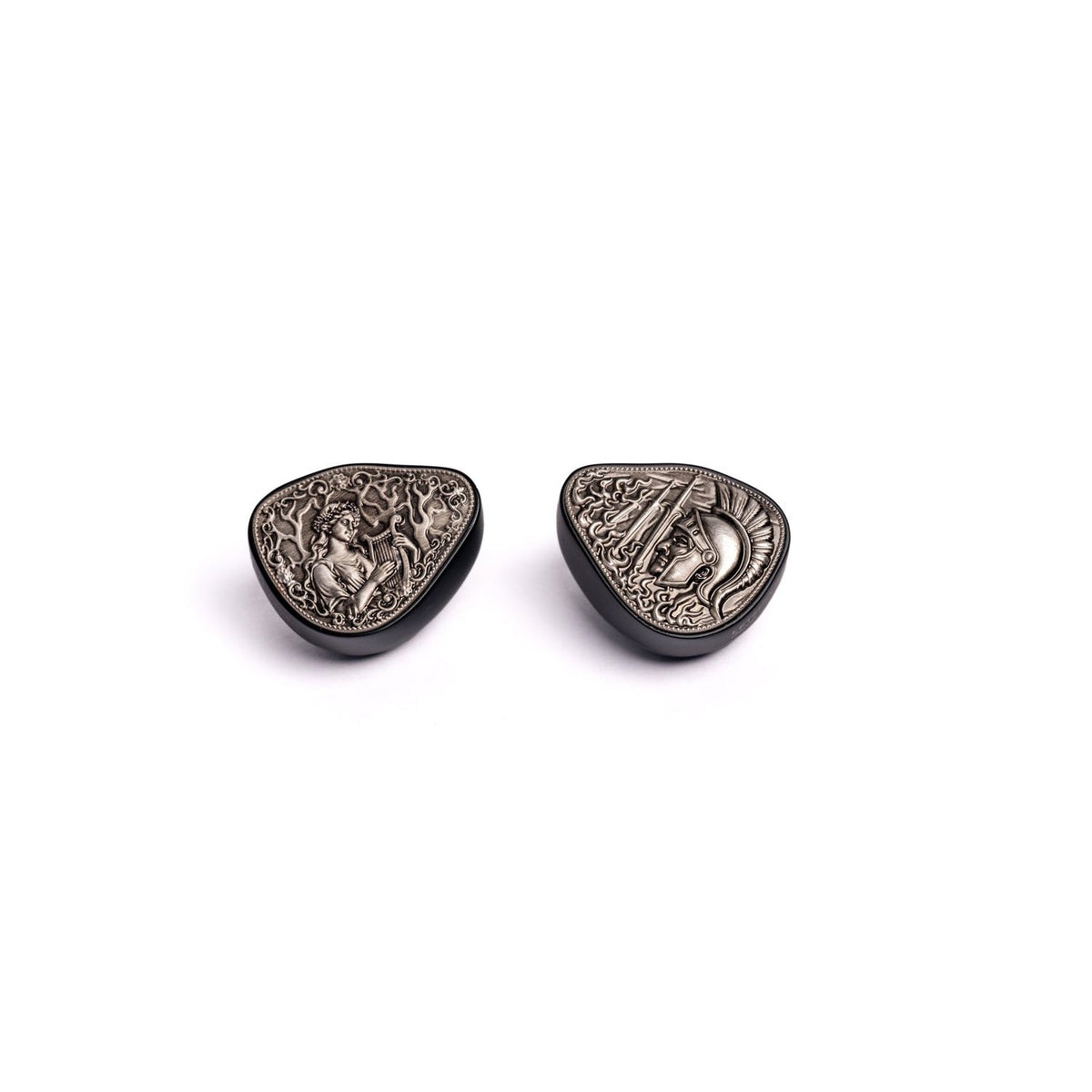 Letshuoer Sonata faceplates close up, carved classical figures in antique silver