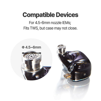 AZLA SednaEarfit Mithryl compatibility: fits IEM nozzles of 4.5 to 6 mm