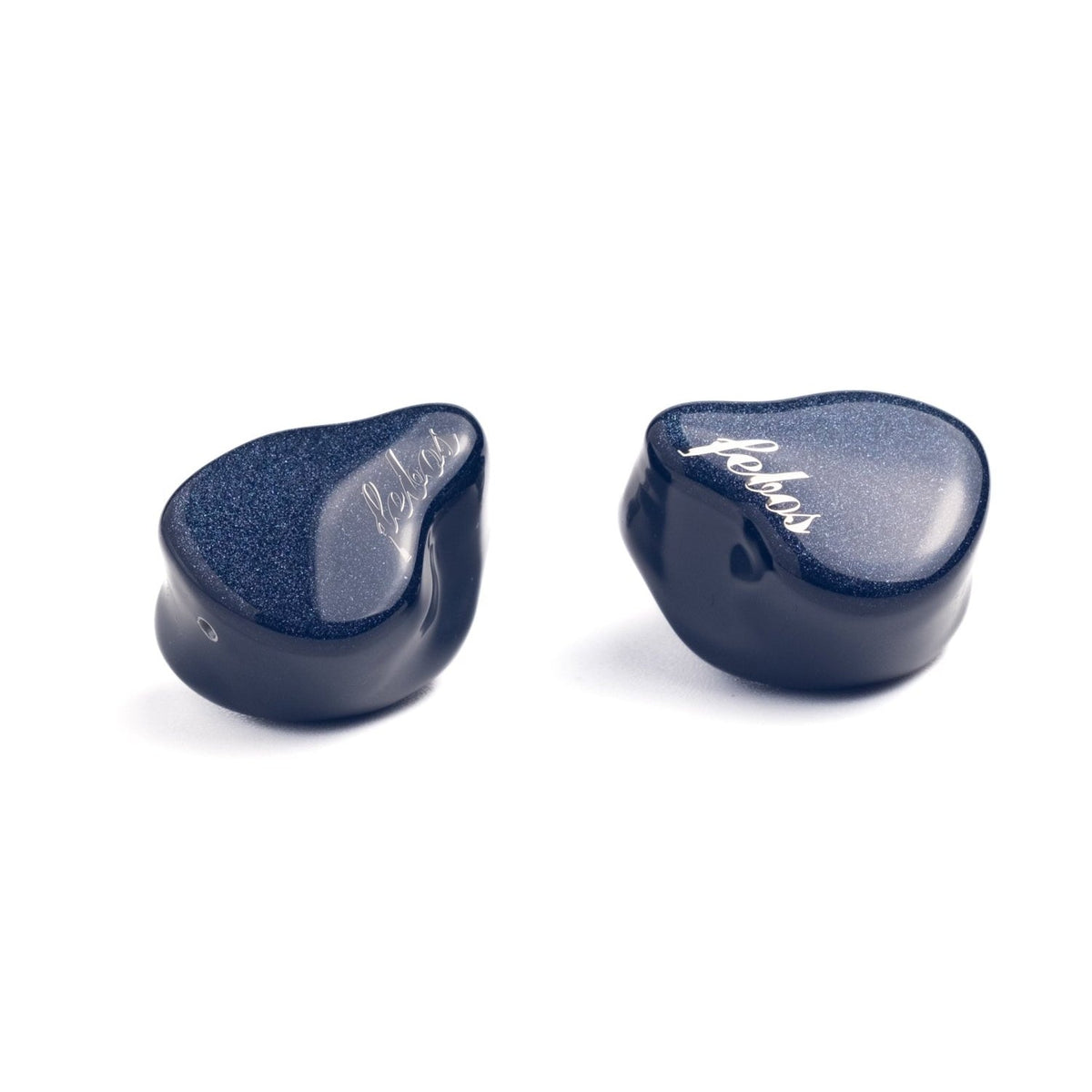 Hisenior Mega5EST earpieces from the inside, navy resin shells
